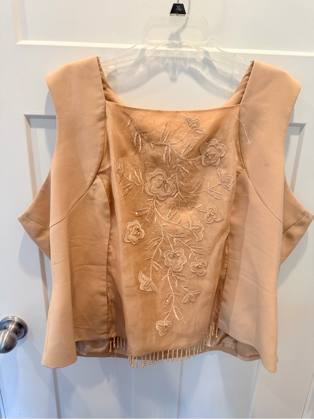 Donna Vinci Size 24 Champagne Embroidered Beaded Formal Top Plus